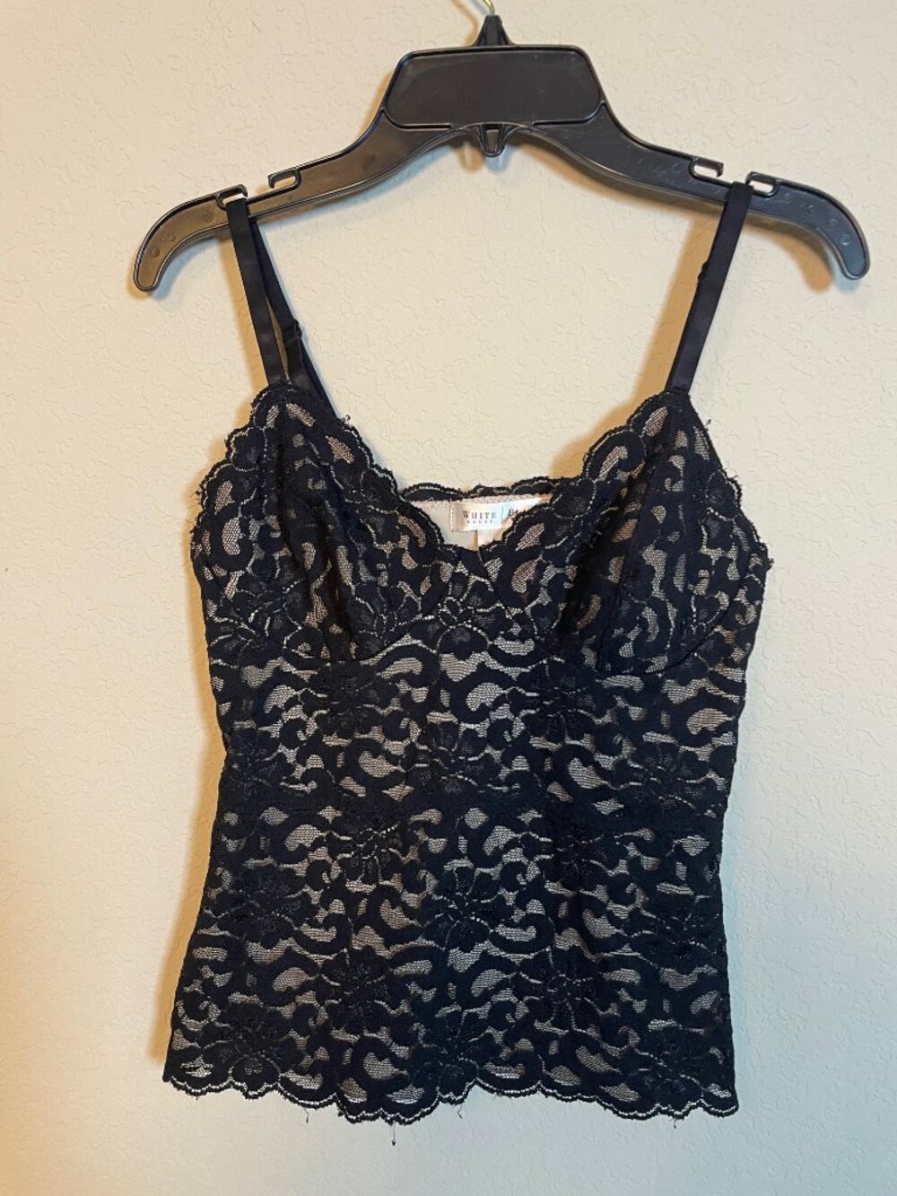 WHITE HOUSE BLACK MARKET Lace Bustier Corset Black Sz XS Cream Lining Coquette